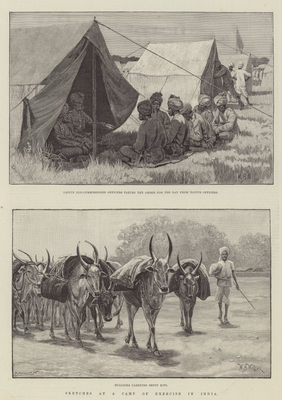 Skizzen in einem Übungslager in Indien von William Barnes Wollen