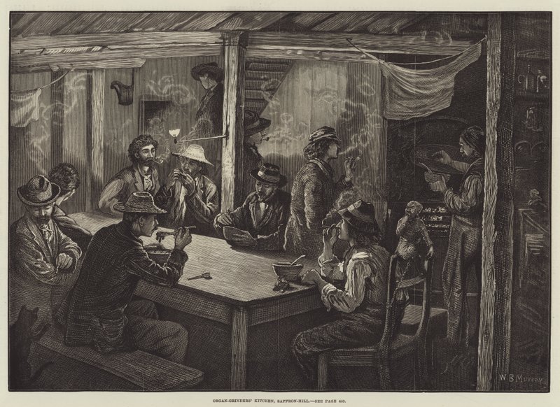 Küche der Leierkastenmänner, Saffron-Hill von William Bazett Murray