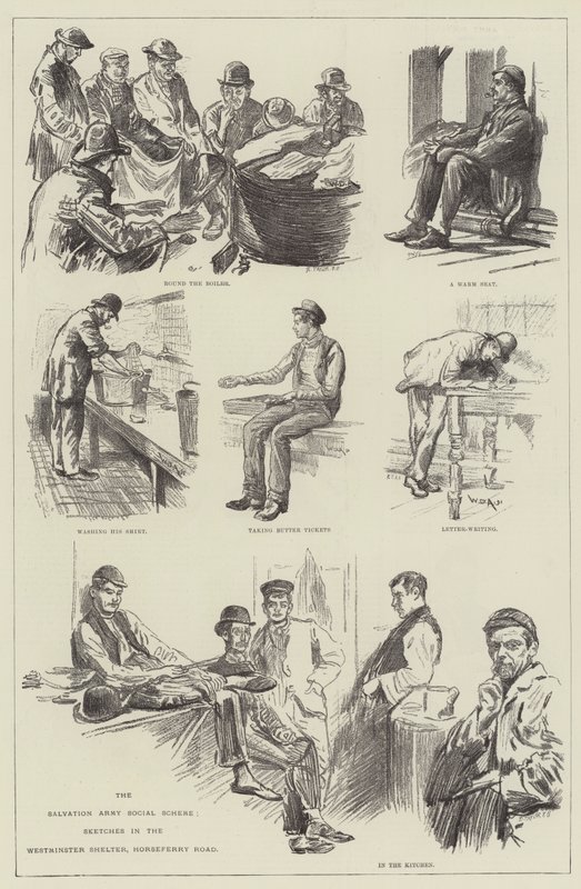Das Sozialprogramm der Heilsarmee, Skizzen im Westminster Shelter, Horseferry Road von William Douglas Almond