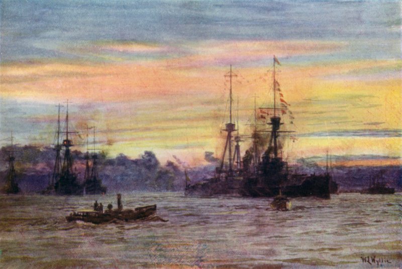 Dreadnoughts ankern, 1912 von William Lionel Wyllie