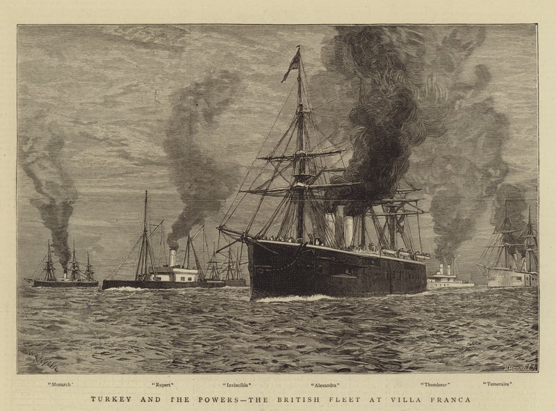 Türkei und die Mächte, die britische Flotte in Villa Franca von William Lionel Wyllie