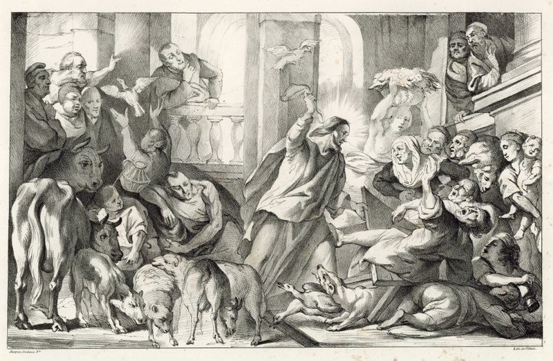 Jesus vertreibt die Geldwechsler aus dem Tempel von William Oliver