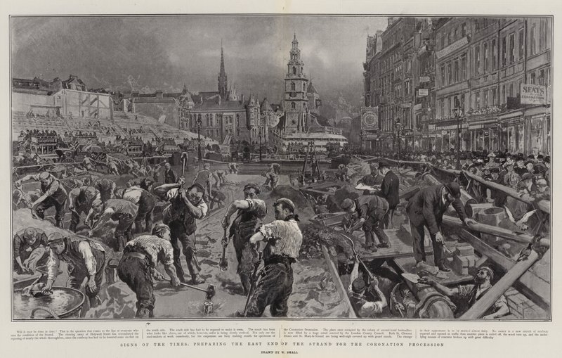 Zeichen der Zeit, Vorbereitung des East End des Strands für die Krönungsprozession von William Small