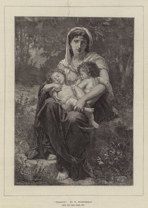 Nächstenliebe, vom Pariser Salon, 1874 von William Adolphe Bouguereau