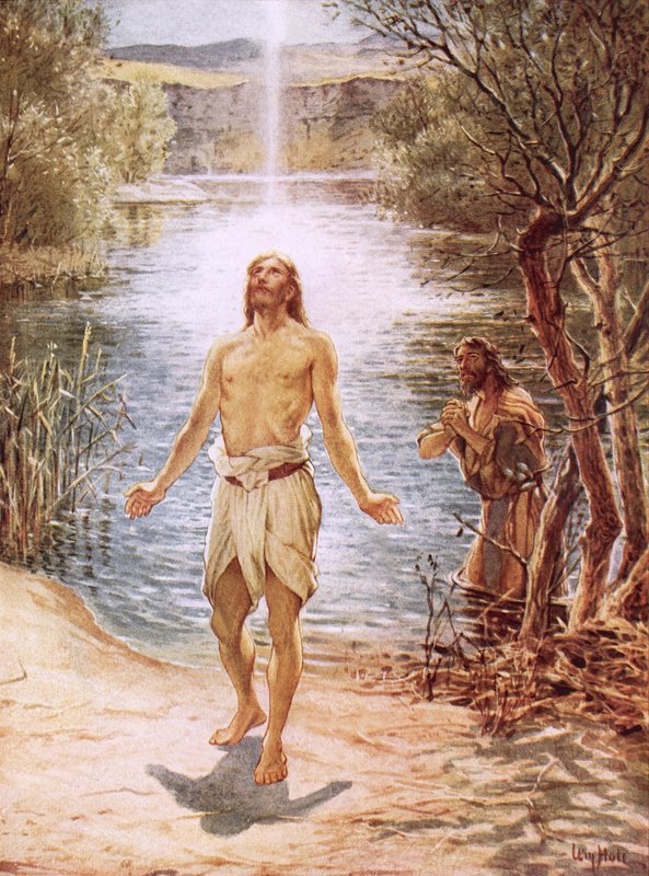 Christus wird von Johannes dem Täufer getauft von William Brassey Hole