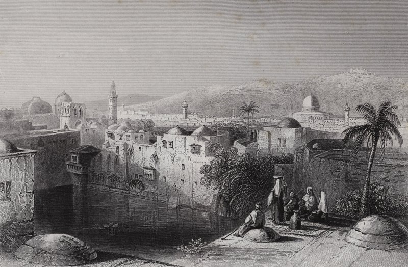 Teich von Hiskia, Jerusalem (Gravur) von William H. Bartlett