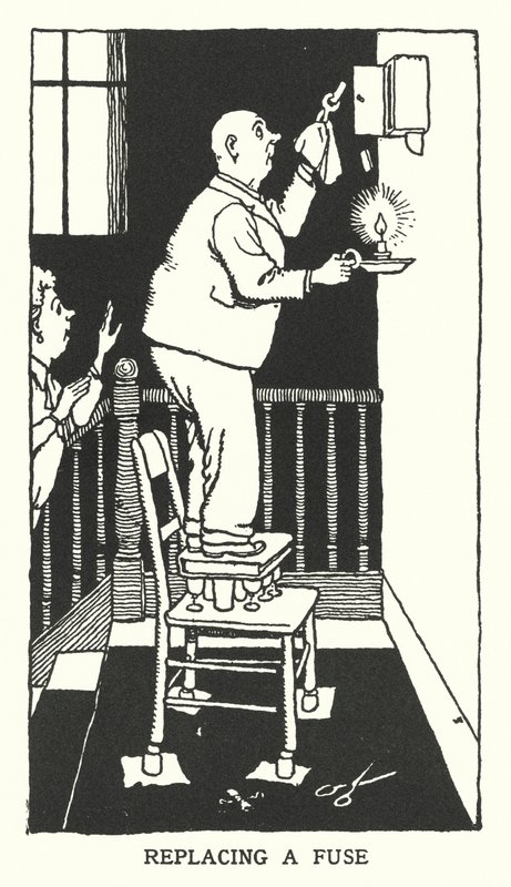 Eine Sicherung ersetzen (Litho) von William Heath Robinson