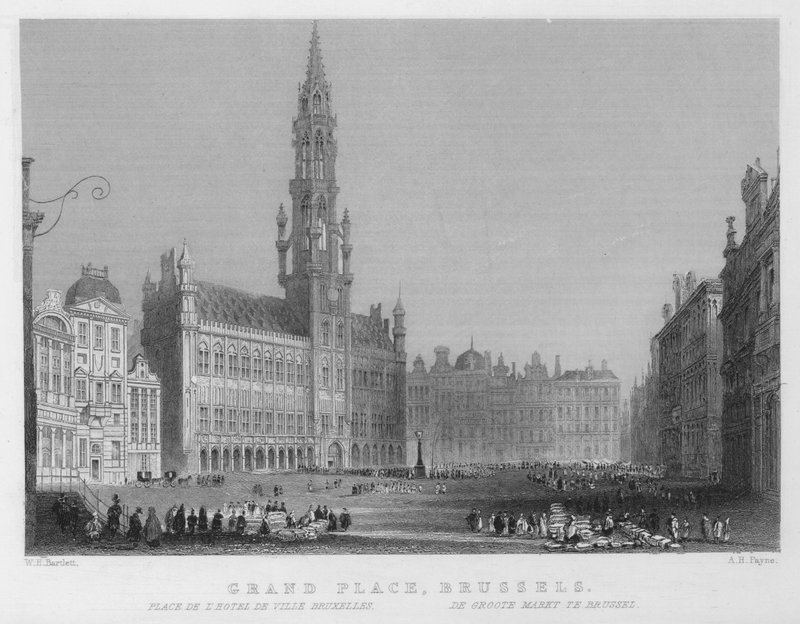 Großer Platz, Brüssel (Stich) von William Henry Bartlett