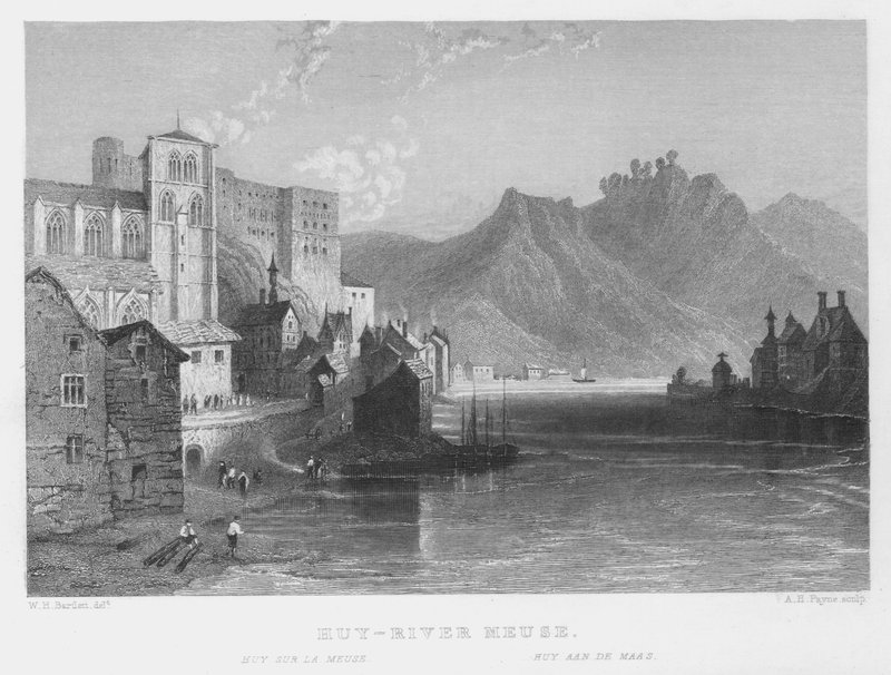 Huy, Fluss Maas (Stich) von William Henry Bartlett