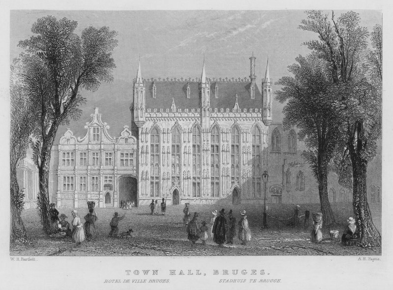 Rathaus, Brügge von William Henry Bartlett