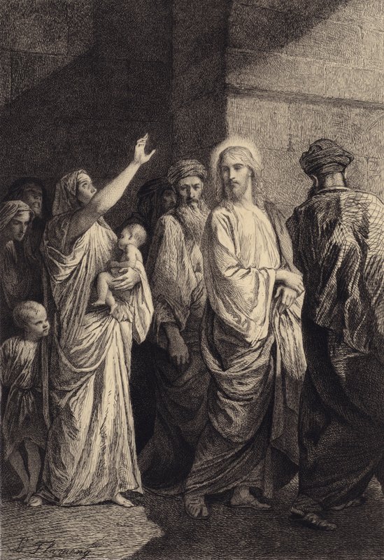Eine Frau verherrlicht Jesus von after Albert Robida