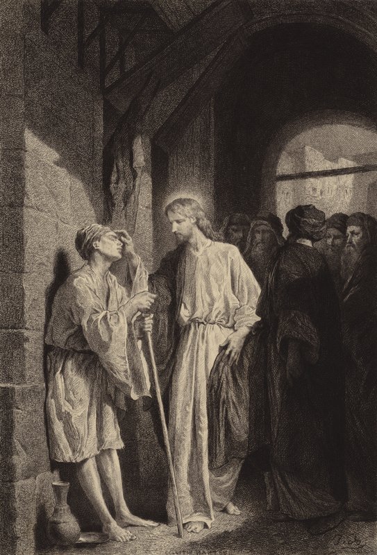 Der von Geburt an Blinde von after Albert Robida