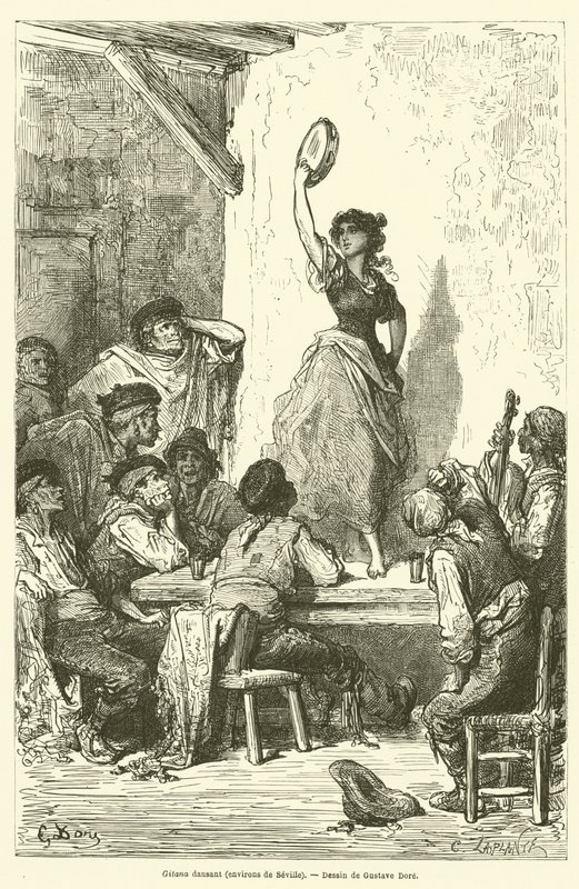 Tanzende Zigeunerin, Umgebung von Sevilla von Gustave after Dore