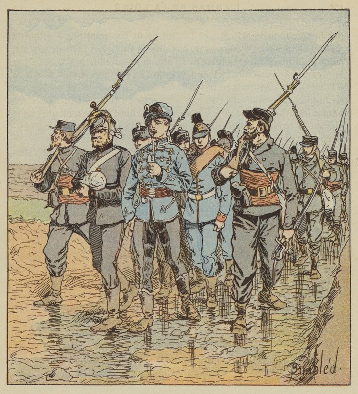 Freischärler bringen deutsche Gefangene zurück von after Louis Charles Bombled