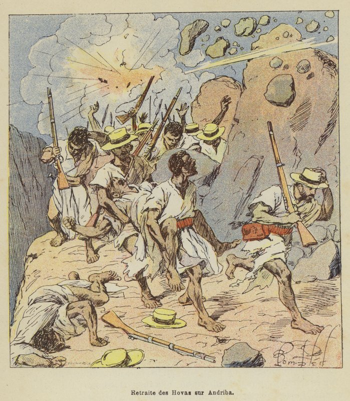 Rückzug der Hova nach Andriba von after Louis Charles Bombled