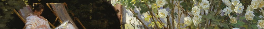 Marie Krøyer sitzt im Liegestuhl im Garten von Mrs. Bendsens Haus (Peder Severin Krøyer)